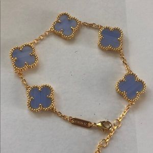 COPY - COPY - Purple Chalcedony Clover Bracelet Yellow Titanium